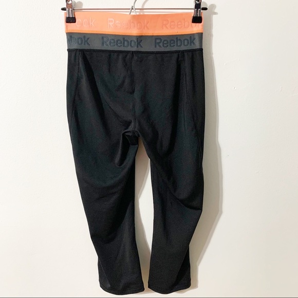 Reebok Aspire Skin Capri Compression Athletic Workout Leggings Pants 🖤🩶🧡 - Picture 5 of 9